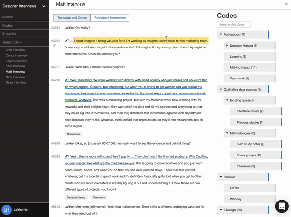 See all snippets within a code in Delve code pages. 